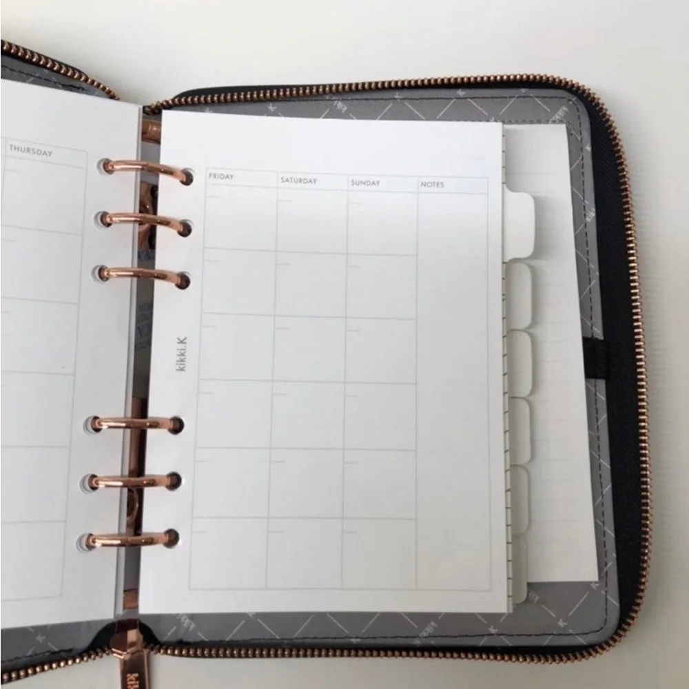 Kikki.K B6 Black Croco Embossed Zippered Planner